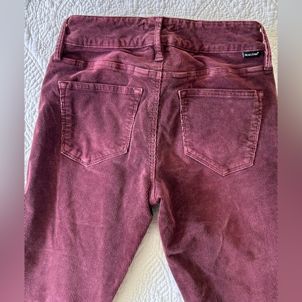 DEAR JOHN high rise corduroy 5 pocket pants. Mulberry color, size 26. Flare leg. - Picture 7 of 16